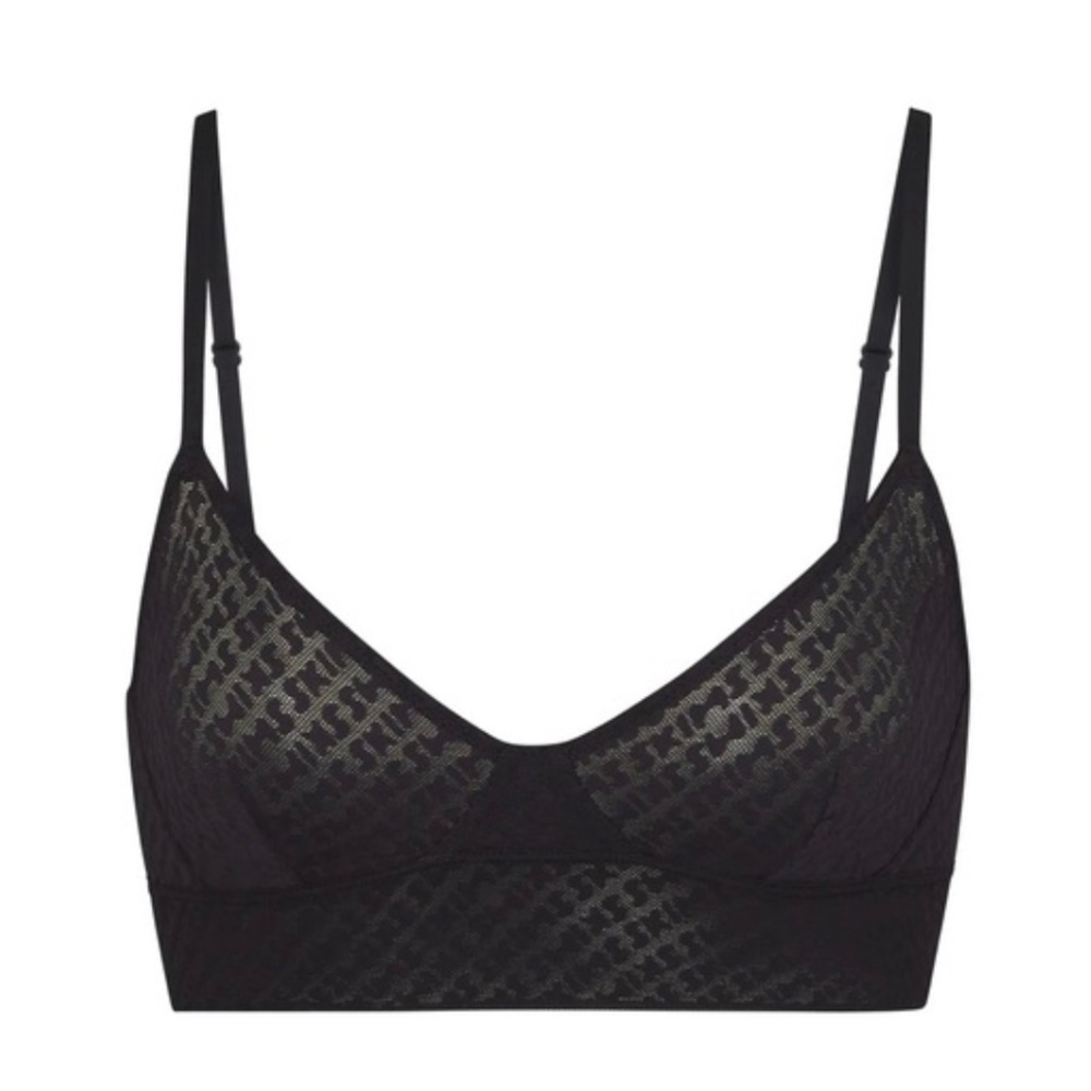 Skims Logo Mesh Triangle Bralette - Onyx